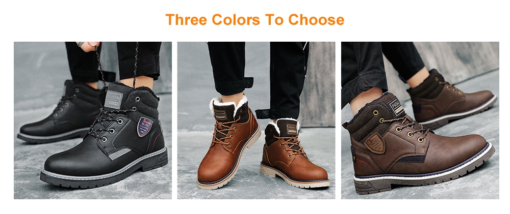 AILADUN Men's High-top Outdoor Boots Casual Stitching PU Keep Warm Shoes- Light Brown EU 42 AILADUN Men's High-top Outdoor Boots Casual Stitching PU Keep Warm Shoes- Light Brown EU 42