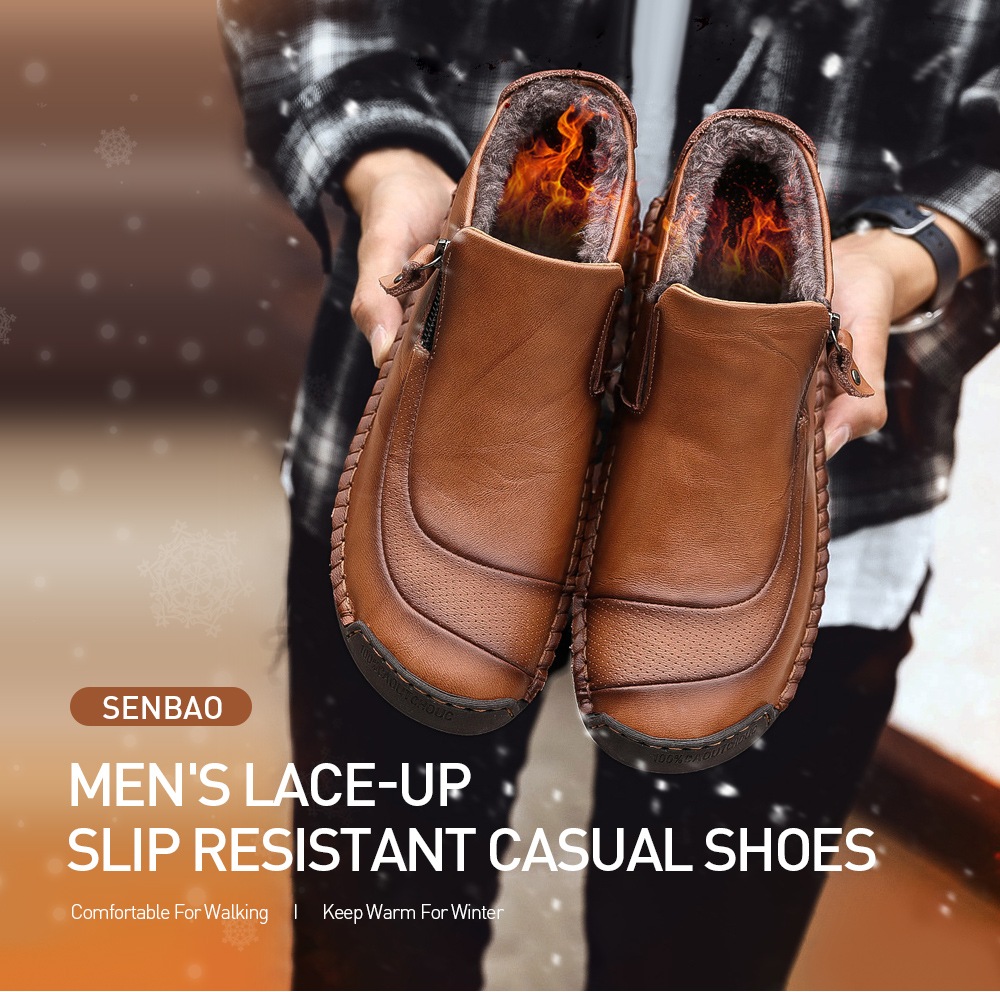 SENBAO Men's Lace-up Slip Resistant Casual Shoes Unique Zipper Design Anti-collision Toe- Sandy Brown EU 42 SENBAO Men's Lace-up Slip Resistant Casual Shoes Unique Zipper Design Anti-collision Toe- Sandy Brown EU 42