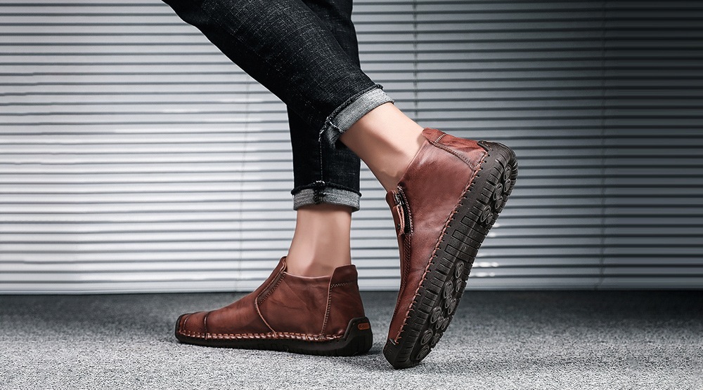 SENBAO Men's Lace-up Slip Resistant Casual Shoes Unique Zipper Design Anti-collision Toe- Sandy Brown EU 42 SENBAO Men's Lace-up Slip Resistant Casual Shoes Unique Zipper Design Anti-collision Toe- Sandy Brown EU 42