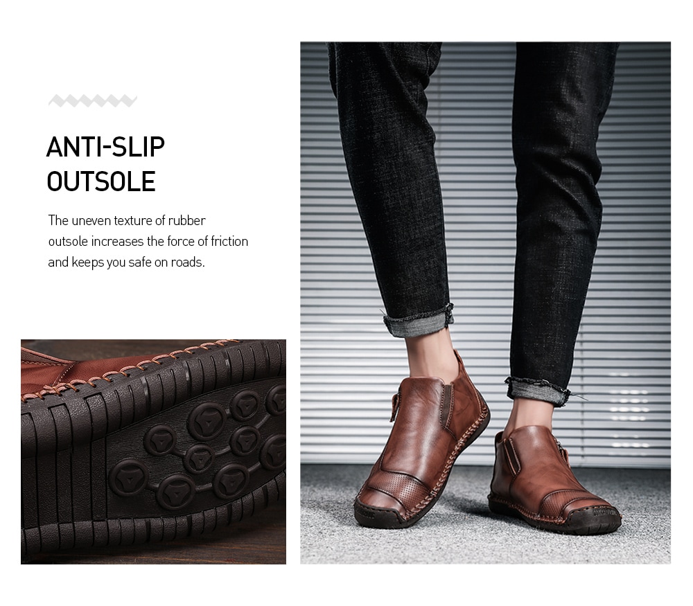 SENBAO Men's Lace-up Slip Resistant Casual Shoes Unique Zipper Design Anti-collision Toe- Sandy Brown EU 42 SENBAO Men's Lace-up Slip Resistant Casual Shoes Unique Zipper Design Anti-collision Toe- Sandy Brown EU 42