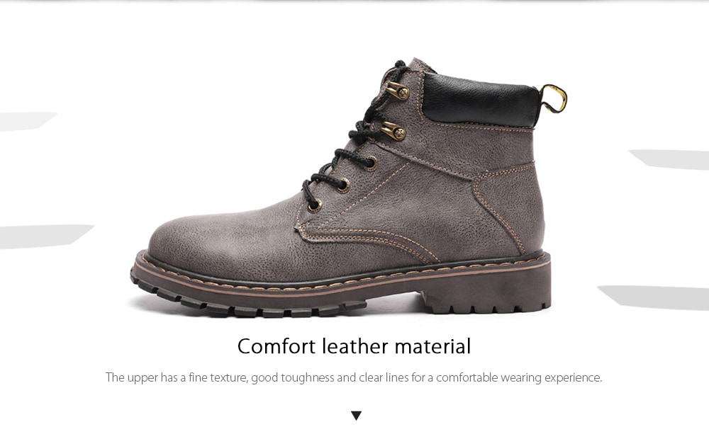 Men's Plush Keep Warm Martin Boots Lace-up Solid Color British Style- Gray EU 43 Men's Plush Keep Warm Martin Boots Lace-up Solid Color British Style- Gray EU 43