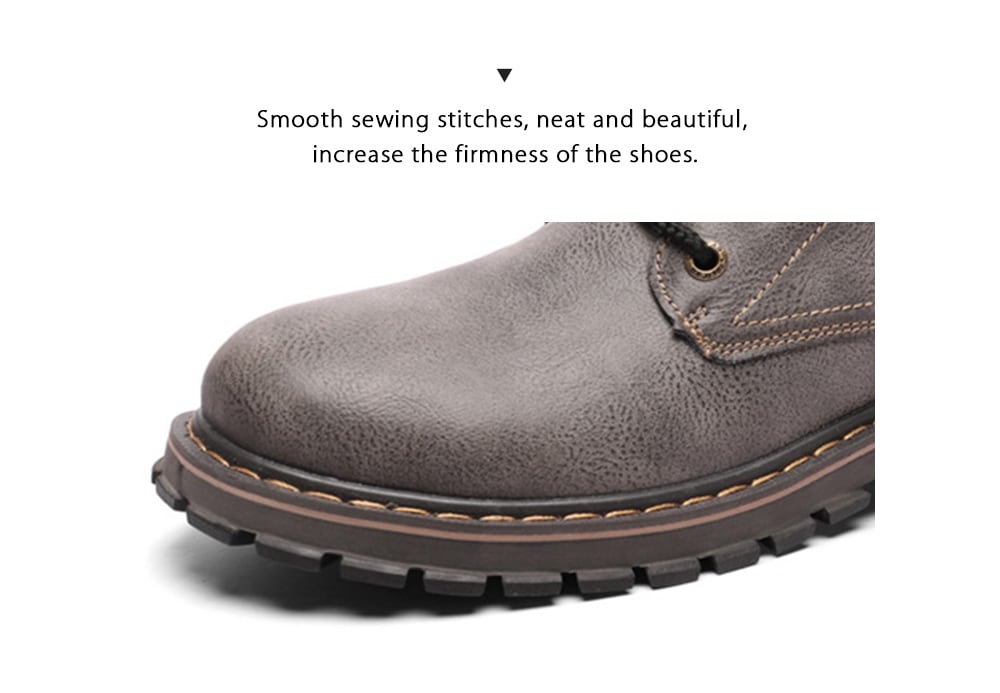 Men's Plush Keep Warm Martin Boots Lace-up Solid Color British Style- Gray EU 43 Men's Plush Keep Warm Martin Boots Lace-up Solid Color British Style- Gray EU 43
