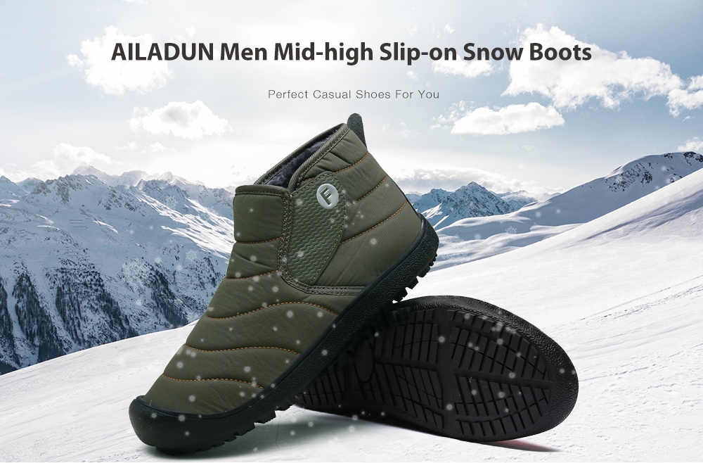 AILADUN Men Mid-high Slip-on Snow Boots Outdoor Leisure Shoes Large Size- Black EU 45 AILADUN Men Mid-high Slip-on Snow Boots Outdoor Leisure Shoes Large Size- Black EU 45
