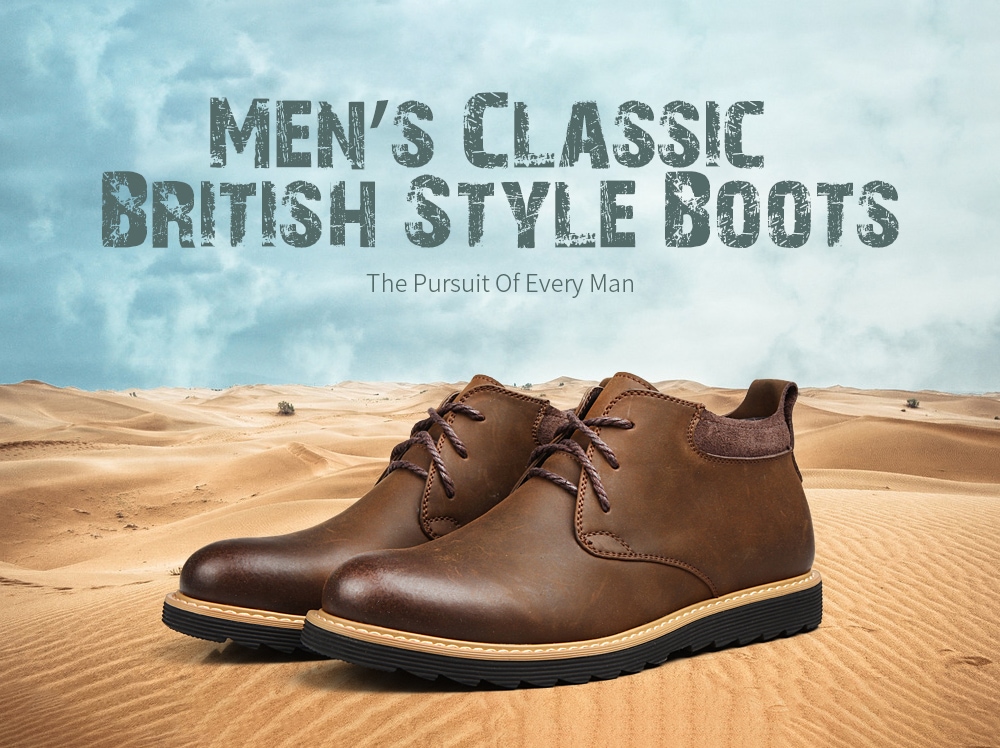 Men's Classic British Style Boots Casual Lace Up Shoes Durable- Brown EU 42 Men's Classic British Style Boots Casual Lace Up Shoes Durable- Brown EU 42