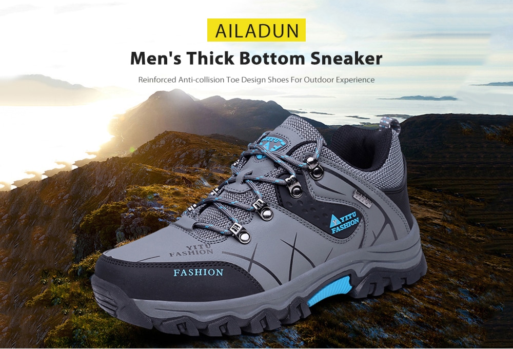 AILADUN Men's Thick Bottom Outdoor Sneaker Reinforced Anti-collision Toe Design Shoes - Black EU 41 AILADUN Men's Thick Bottom Outdoor Sneaker Reinforced Anti-collision Toe Design Shoes - Black EU 41