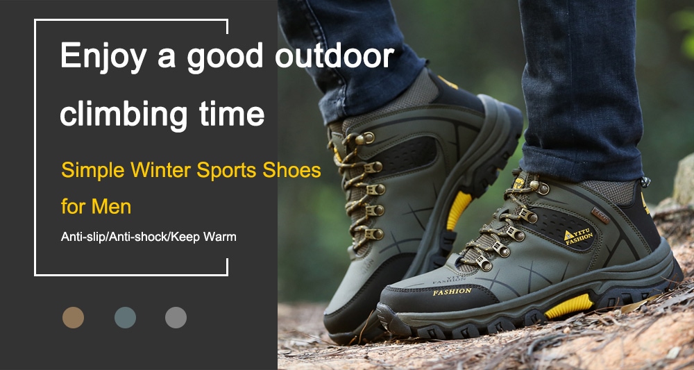 Thicken Keep Warm Winter Outdoor Sports Shoes for Men- Ash Gray 44 Thicken Keep Warm Winter Outdoor Sports Shoes for Men- Ash Gray 44