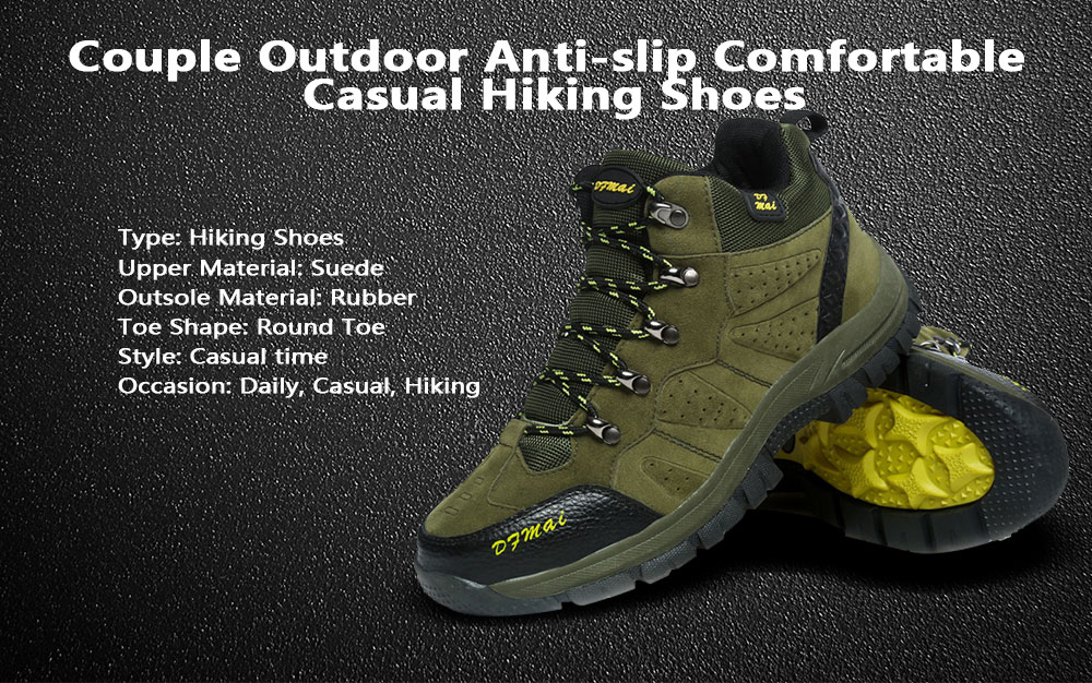 Outdoor Anti-slip Comfortable Casual Couple Hiking Shoes- Army Green 43 Outdoor Anti-slip Comfortable Casual Couple Hiking Shoes- Army Green 43
