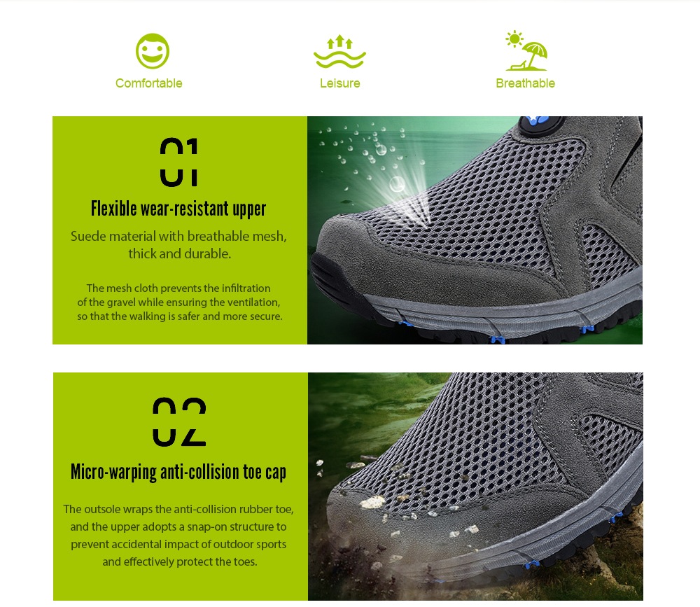 Men's Shoes Breathable Mesh Outdoor Non-slip Leisure Sports- Gray EU 43 Men's Shoes Breathable Mesh Outdoor Non-slip Leisure Sports- Gray EU 43