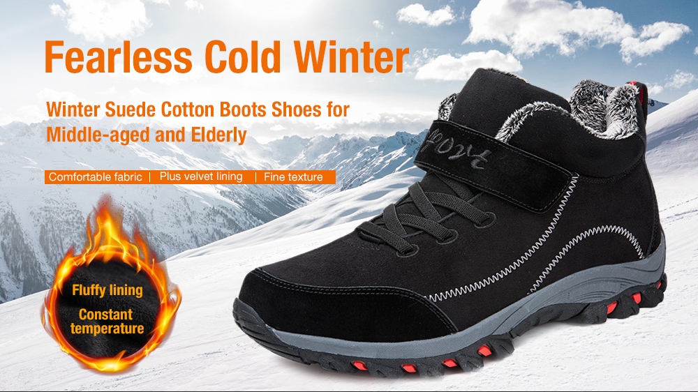 Men's Winter Suede Cotton Boots Round Toe Hiking Shoes- Deep Blue EU 41 Men's Winter Suede Cotton Boots Round Toe Hiking Shoes- Deep Blue EU 41