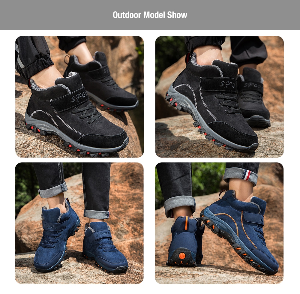 Men's Winter Suede Cotton Boots Round Toe Hiking Shoes- Deep Blue EU 41 Men's Winter Suede Cotton Boots Round Toe Hiking Shoes- Deep Blue EU 41