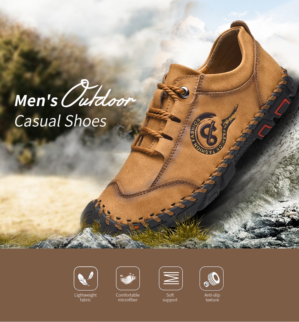Men's Hand Stitching Lace-up Casual Shoes Anti-collision Toe Outdoor Mountaineering- Black EU 41 Men's Hand Stitching Lace-up Casual Shoes Anti-collision Toe Outdoor Mountaineering- Black EU 41