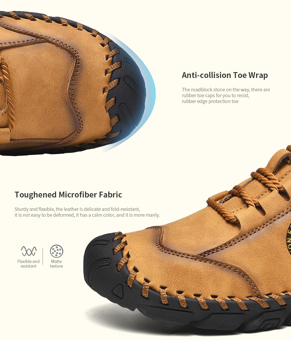 Men's Hand Stitching Lace-up Casual Shoes Anti-collision Toe Outdoor Mountaineering- Black EU 41 Men's Hand Stitching Lace-up Casual Shoes Anti-collision Toe Outdoor Mountaineering- Black EU 41