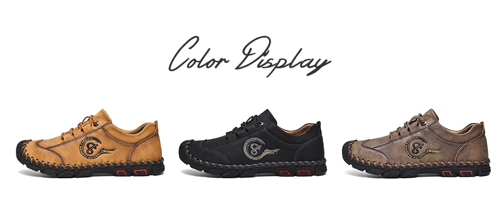Men's Hand Stitching Lace-up Casual Shoes Anti-collision Toe Outdoor Mountaineering- Black EU 41 Men's Hand Stitching Lace-up Casual Shoes Anti-collision Toe Outdoor Mountaineering- Black EU 41
